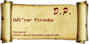 Dérer Piroska névjegykártya